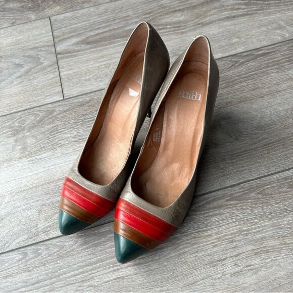 Vintage Faith Multicolour Retro  Fashion Leather Pumps Made in Spain - Picture 2 of 14
